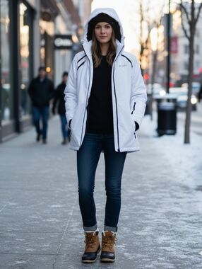 Spyder Women's White Hooded Ski Jacket STYLE OLSP639